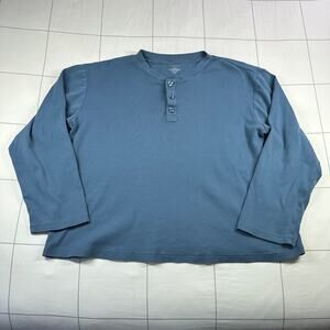 Summersalt Henley Top Womens Large Blue Long Sleeve Lounge Pajama Casual Stretch